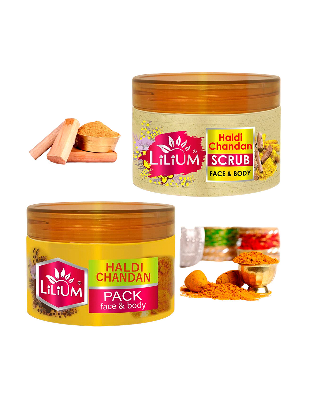 Lilium Set Of 2 Haldi Chandan Scrub & Face Pack - 250g each