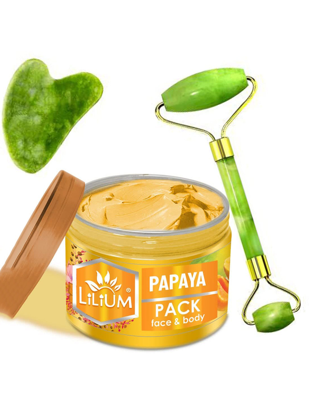 Lilium Papaya Face Pack & Double Side Face Roller (250g)