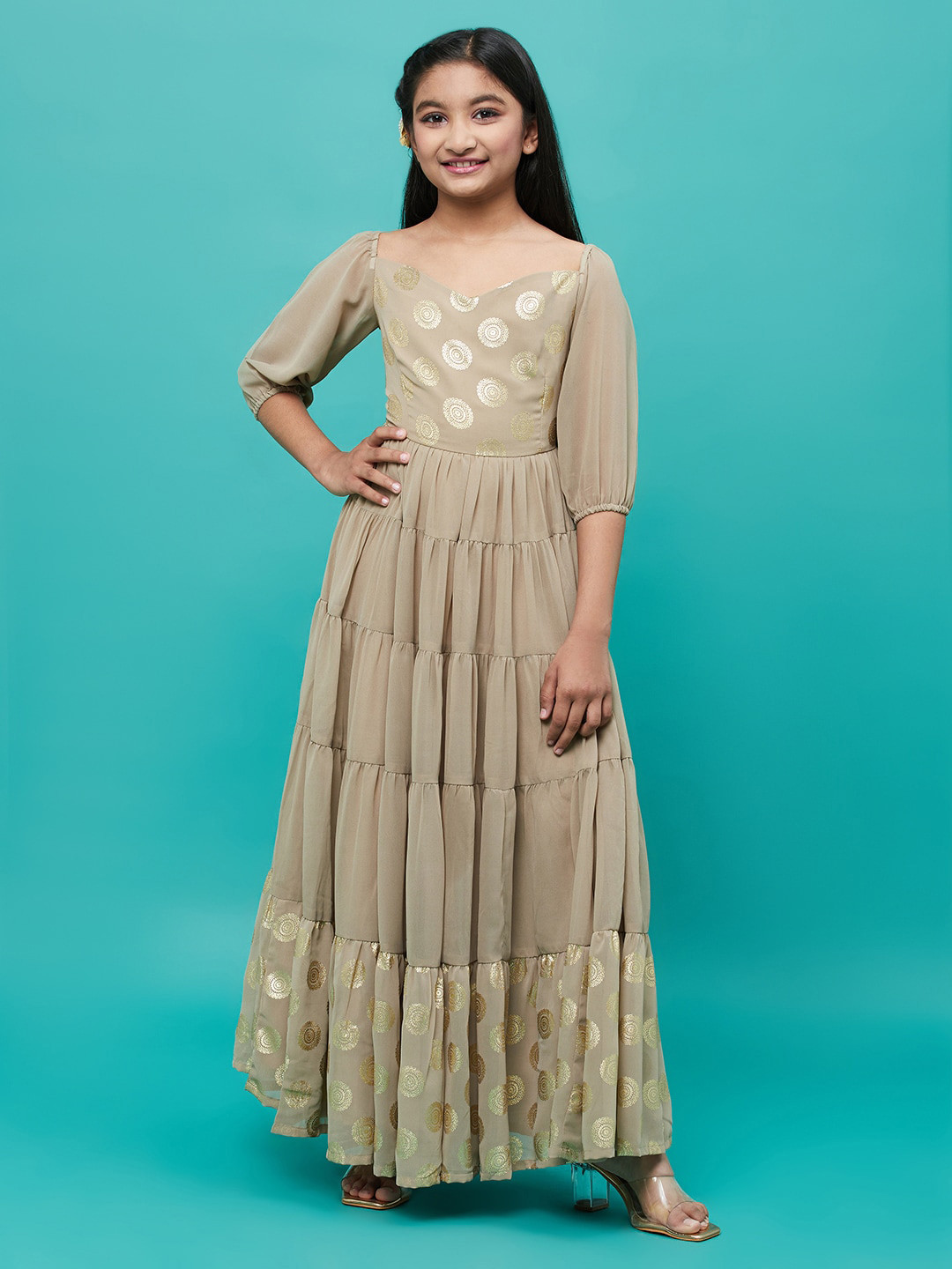 Aks Kids Girls Ethnic Motifs Printed Maxi Ethnic Dress