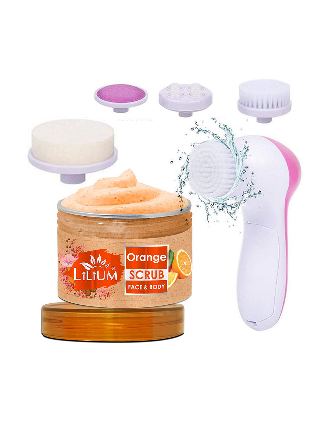 Lilium Orange Face & Body Scrub & Multifunction 5in1 Massager (250g)