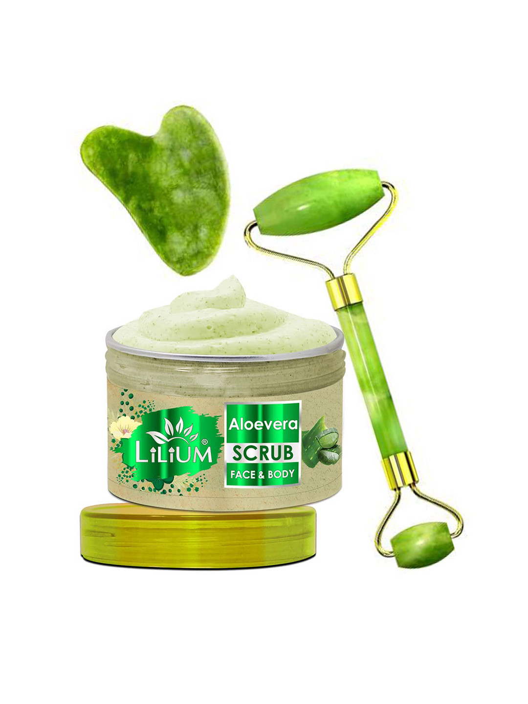Lilium Aloe Vera Face & Body Scrub & Double Side Face Roller - 250g