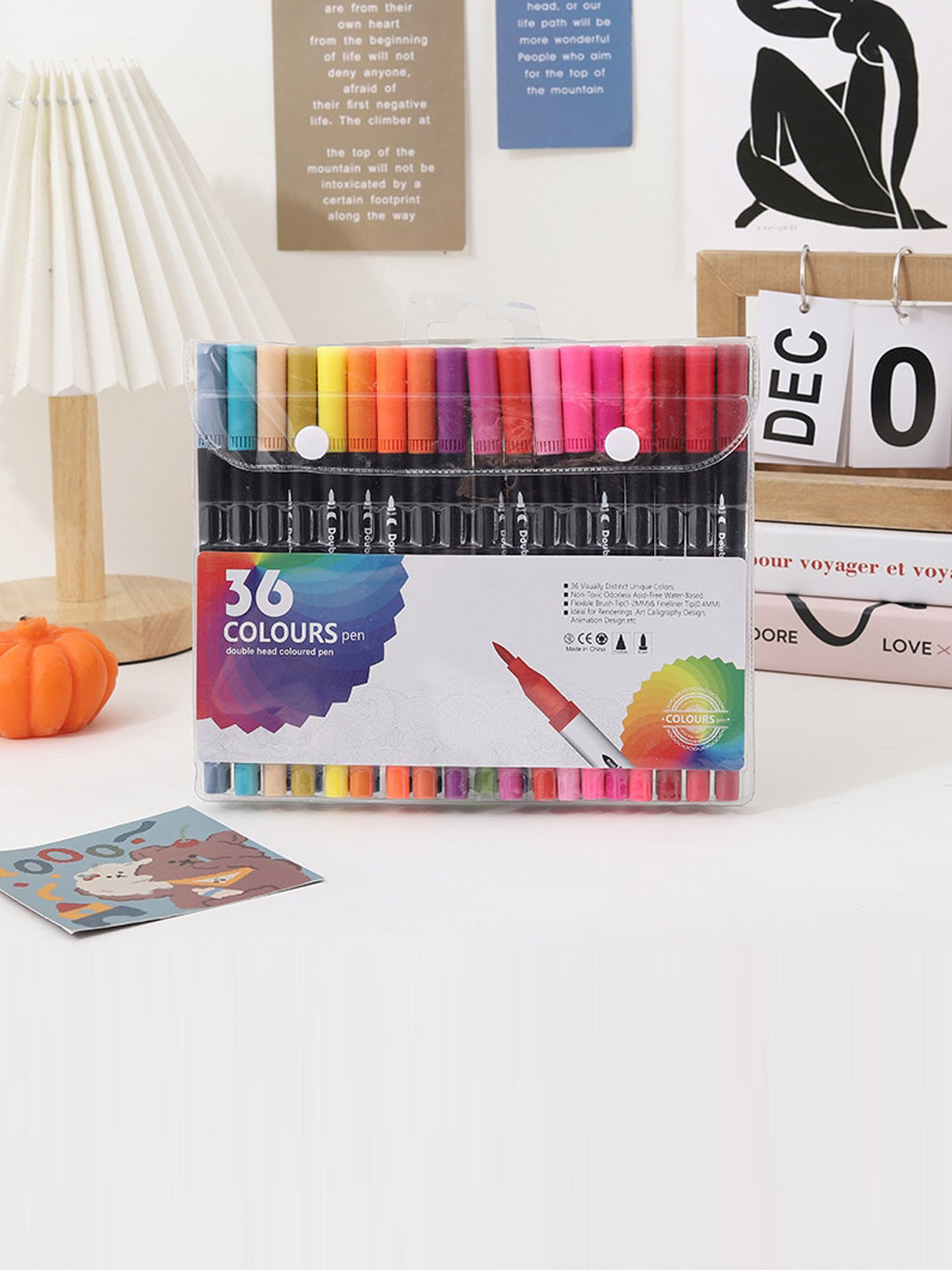 Alexvyan 36-Pcs Dual Tips Fineliner Color Water-Based Double Head Art Marker