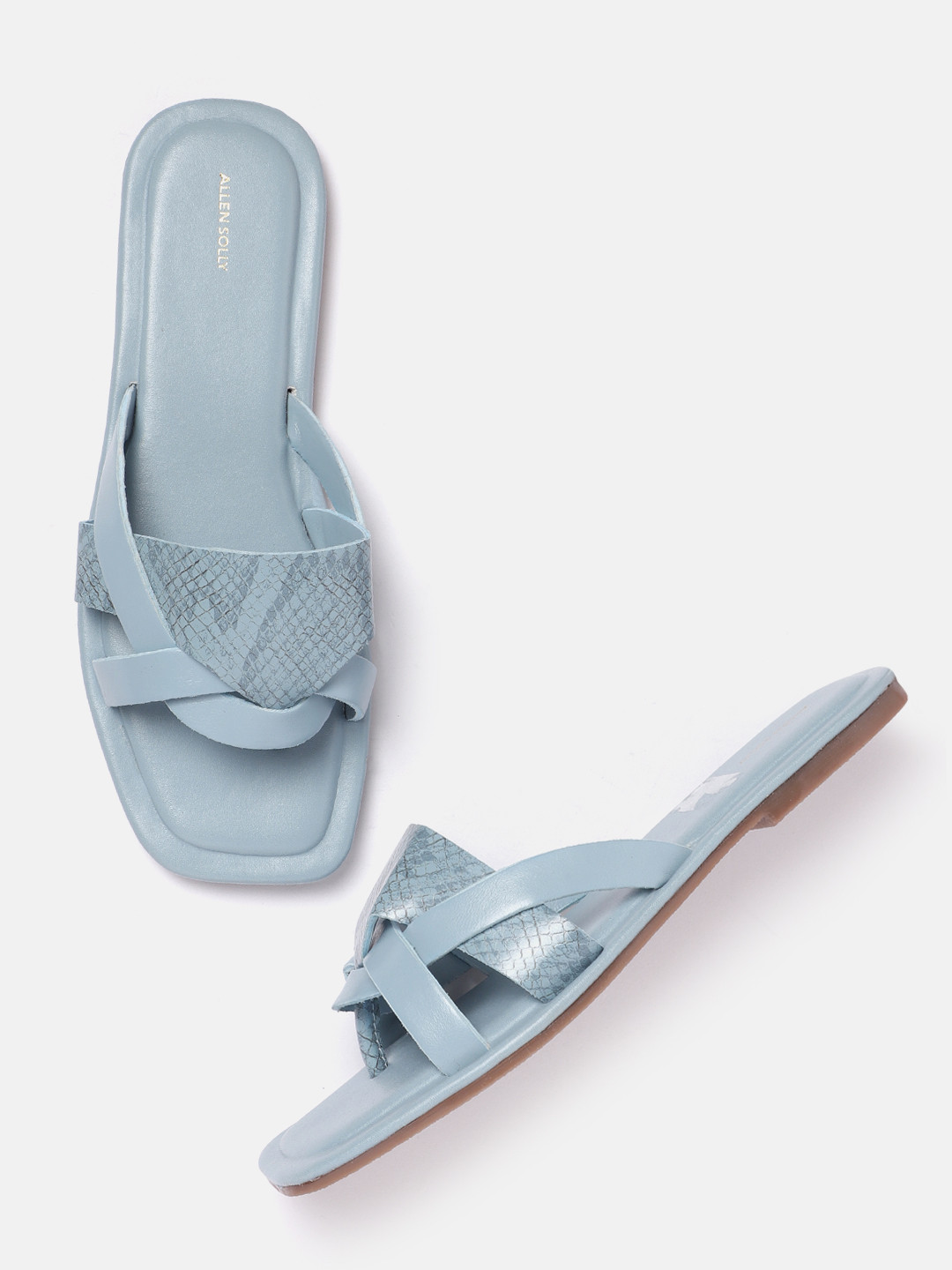 Allen Solly Women Snake Skin Textured Cross Straps Open Toe Flats