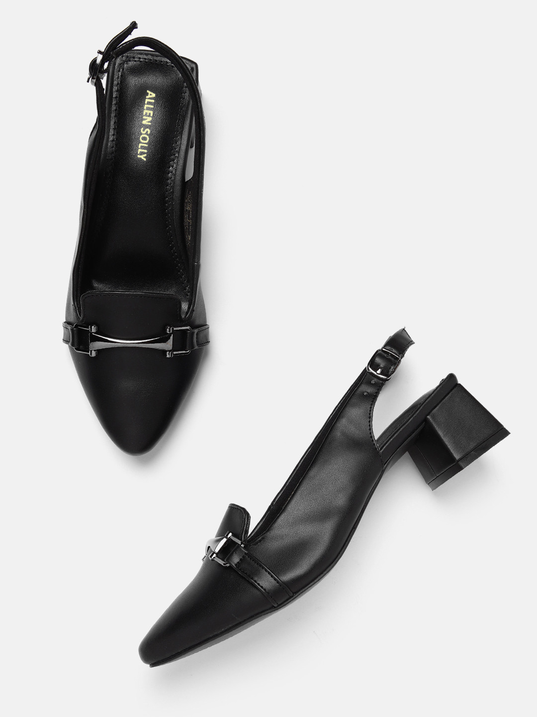 Allen Solly Women Horse Bit Detail Pointed-Toe Pointed-Toe Block Heel Pumps