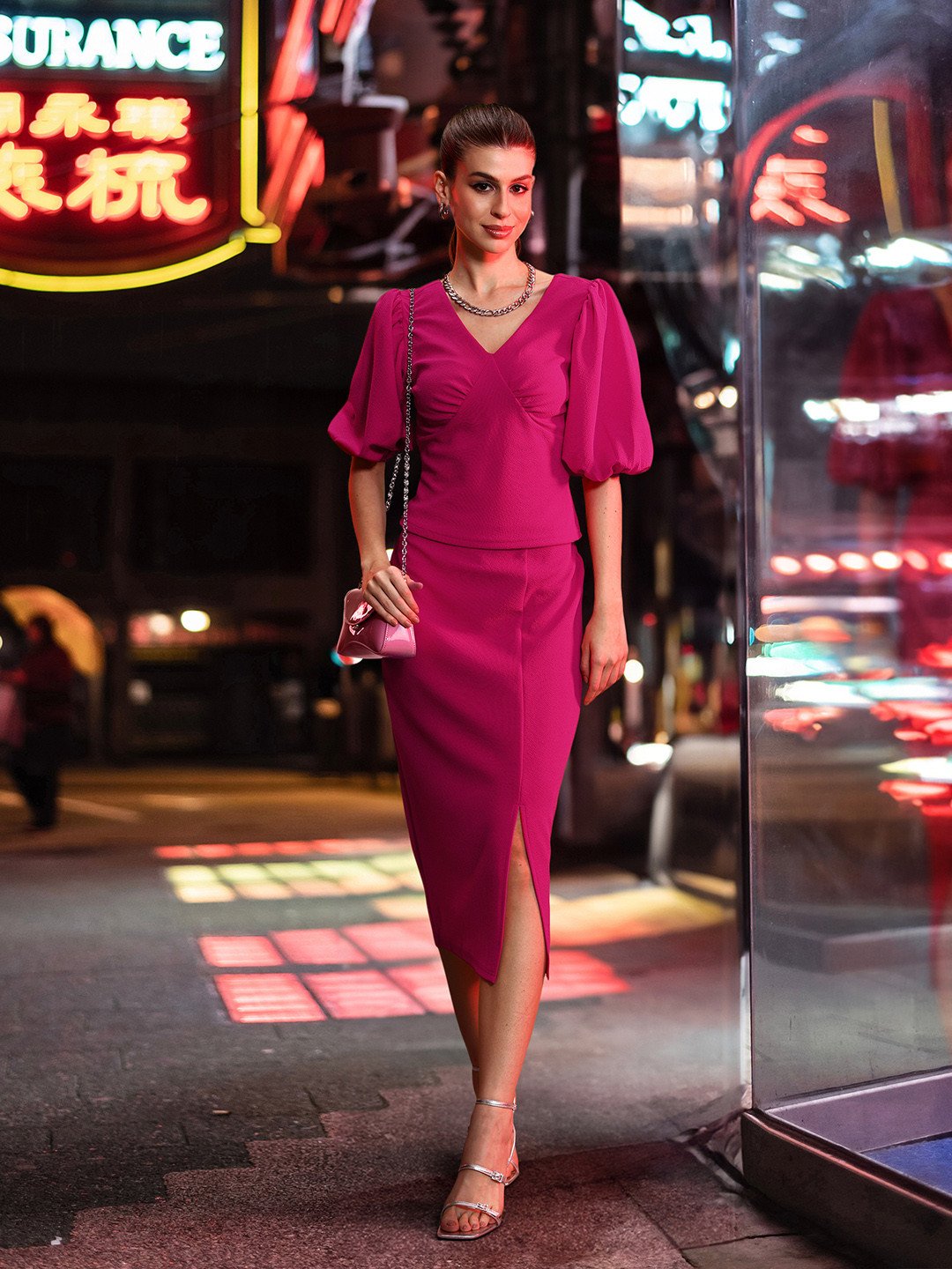 DressBerry Solid Knitted Smart Casual Co-Ords