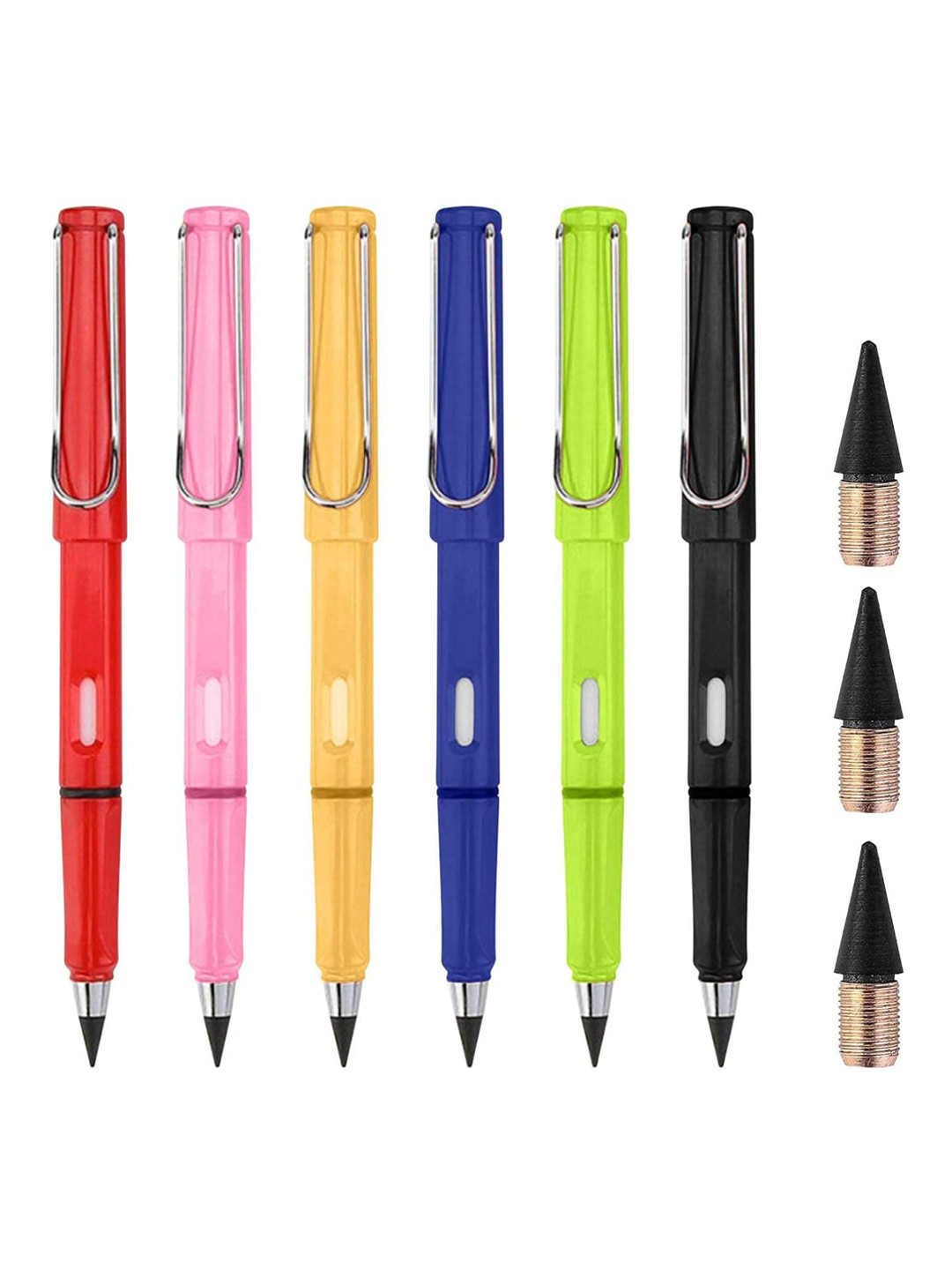 Alexvyan 6-Pcs Eternity Pencils Eraser Inside Replaceable Infinite Nib