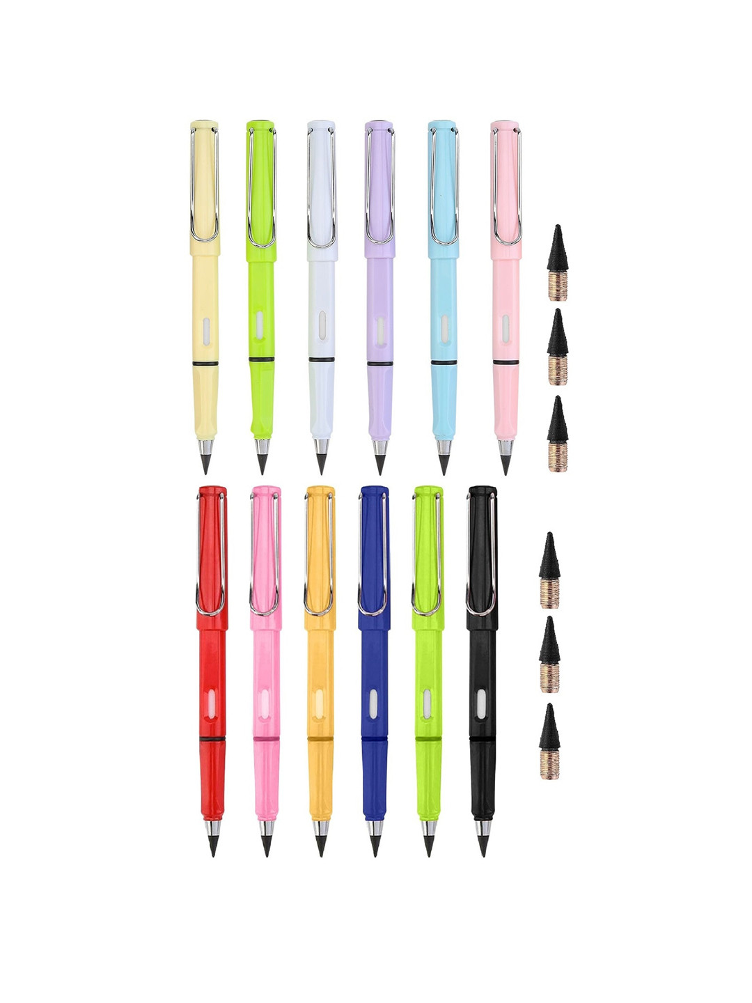 Alexvyan 12-Pcs Inkless Eternity Pencils Eraser Inside- Replaceable Head