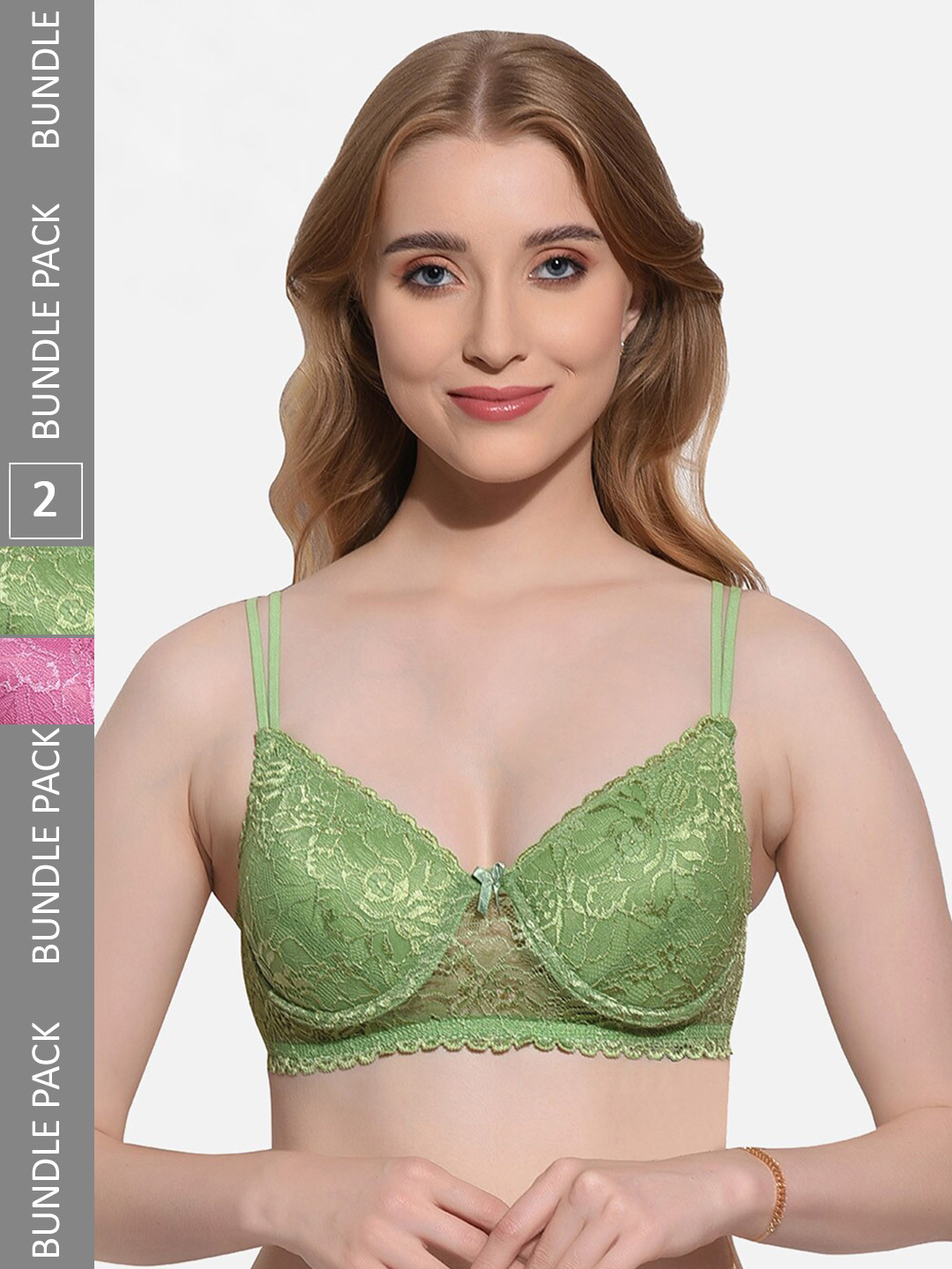 FIMS Pack of 2 Floral Full Coverage Underwired Lightly Padded Bra