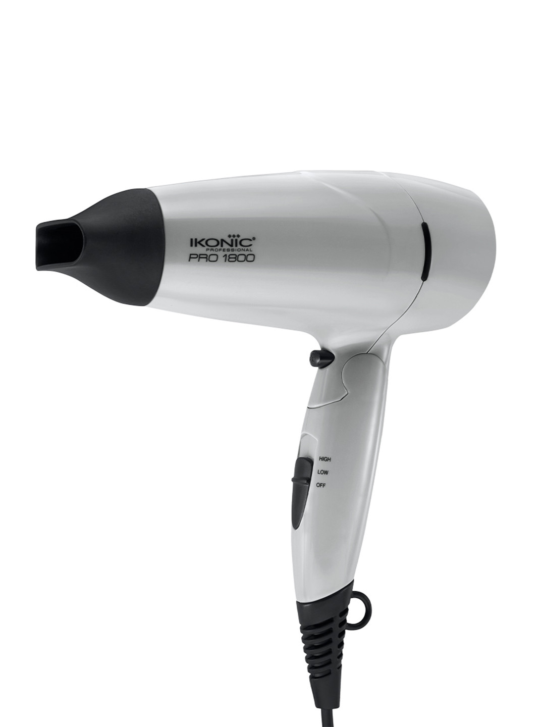 Ikonic Professional Pro 1800 Hair Dryer with Cool Shot & Nozzle for Concentrated Airflow - Grey
