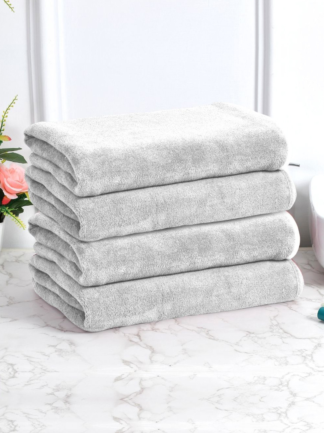 Black gold White 4 Pieces 450 GSM Bath Towels