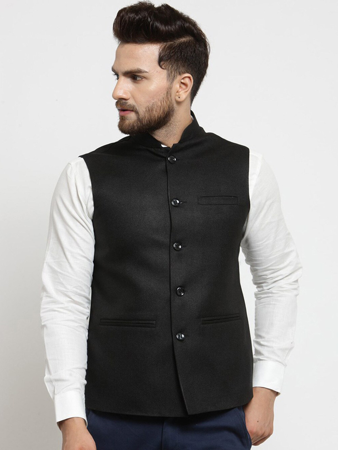 TREEMODA Mandarin Collar Sleeveless Nehru Jackets