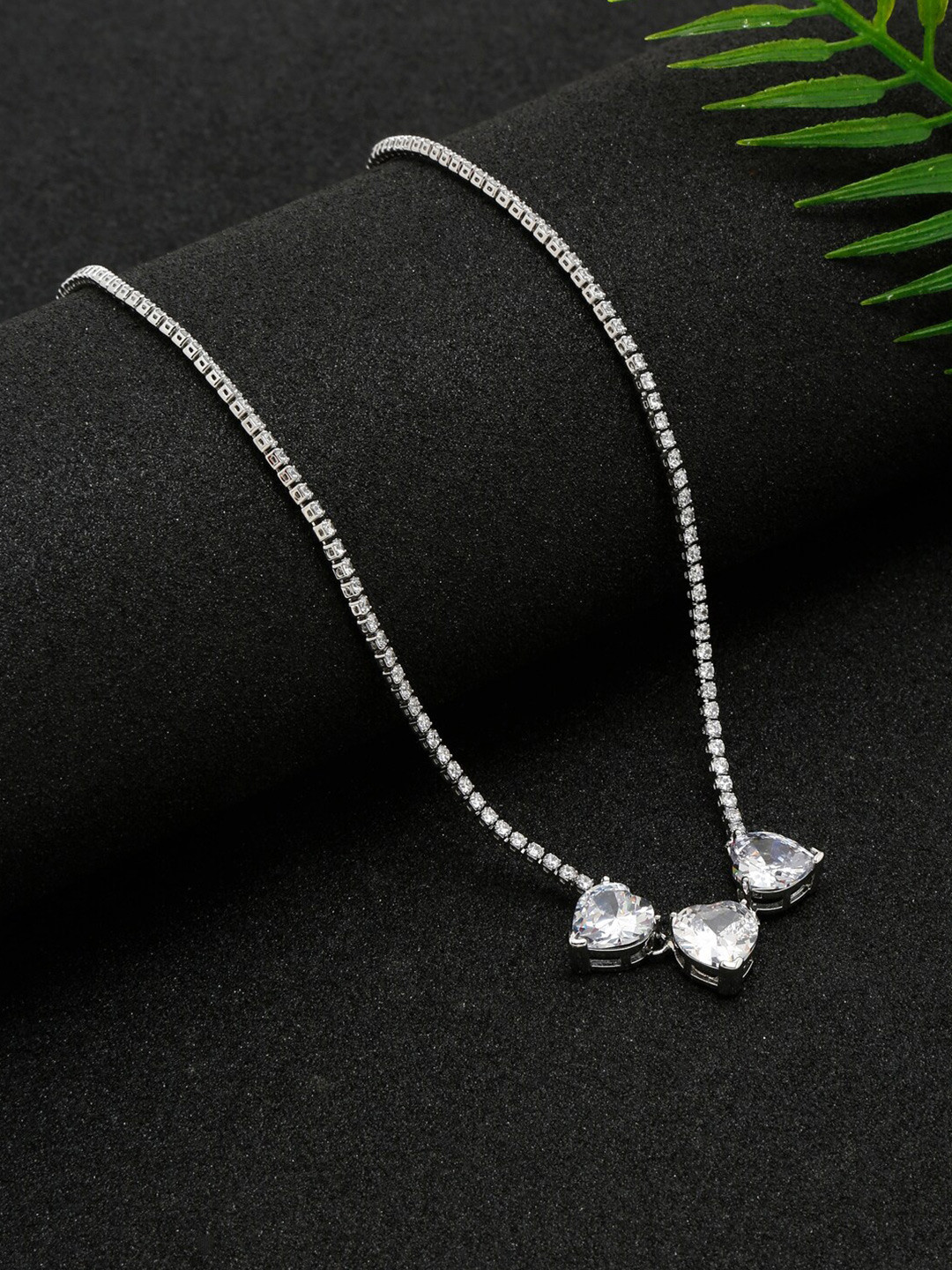 YouBella Silver Plated Crystal Studded Chain