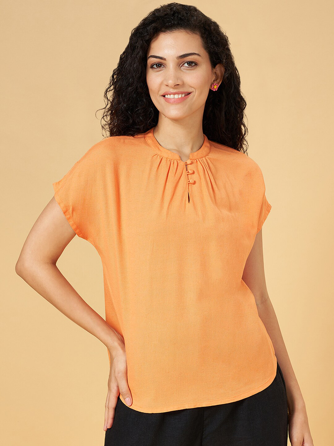 Honey by Pantaloons Mandarin Collar Extended Sleeves Top