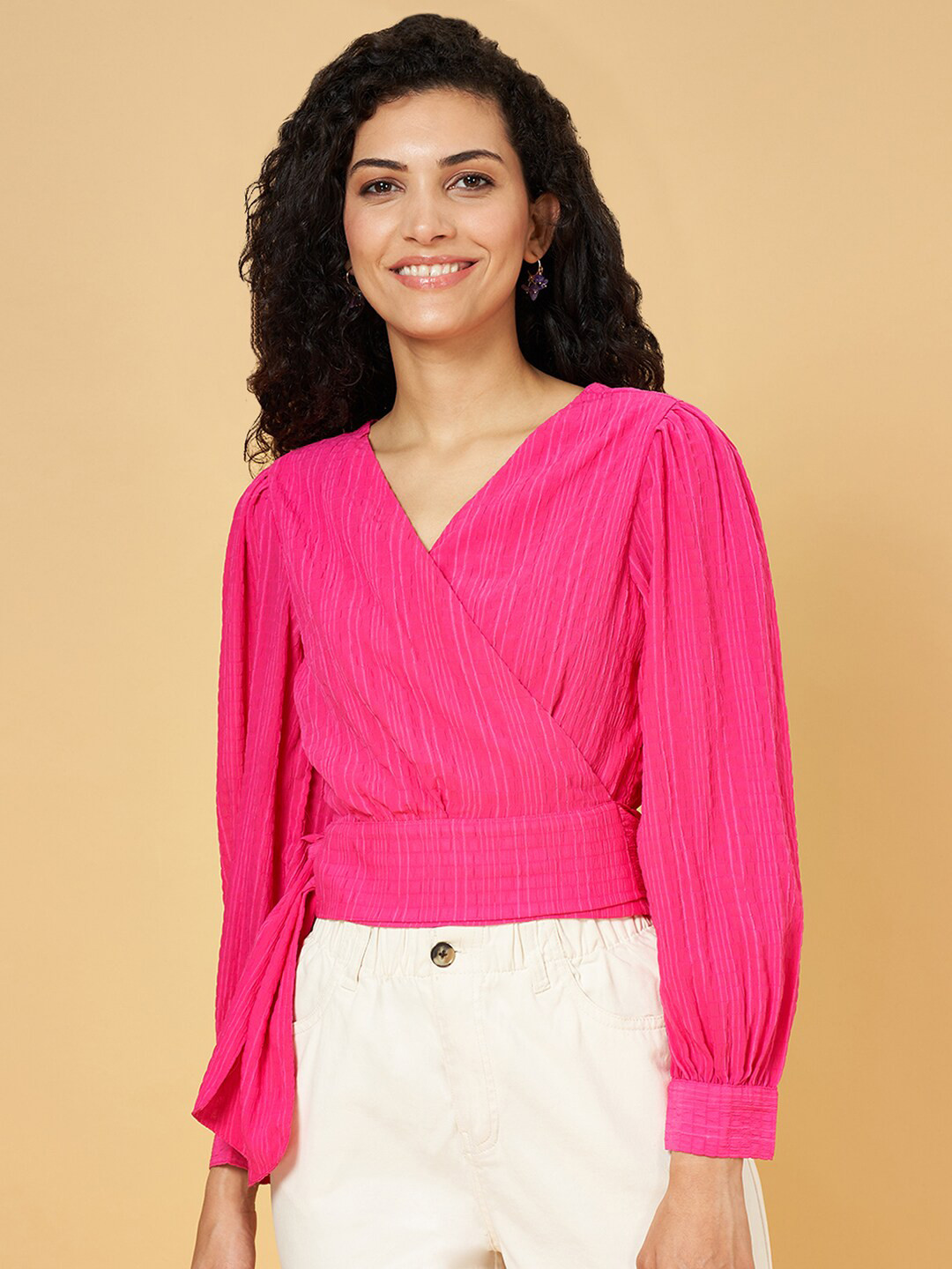 Honey by Pantaloons Striped Wrap Crop Top