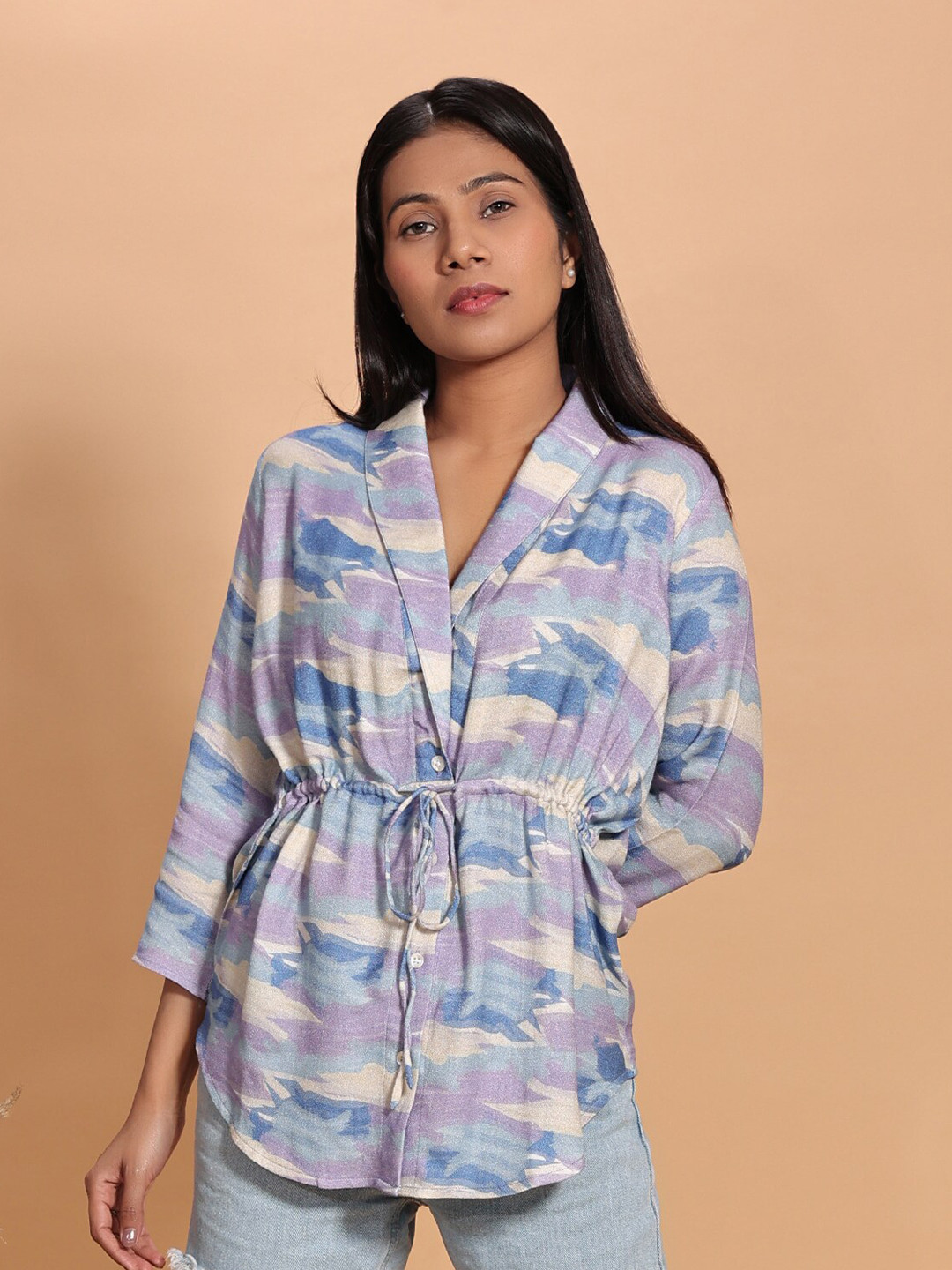 Earth Republic Abstract Printed Empire Top