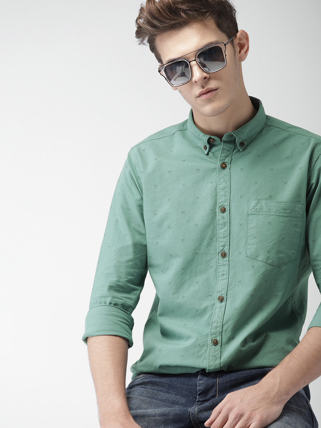 Buy Mast \u0026 Harbour Men Teal Green 