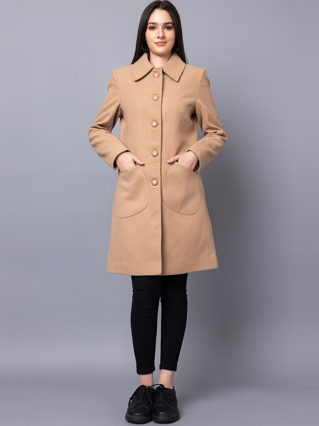 Dlanxa Spread Collar Single Breasted Wool Pea Coat