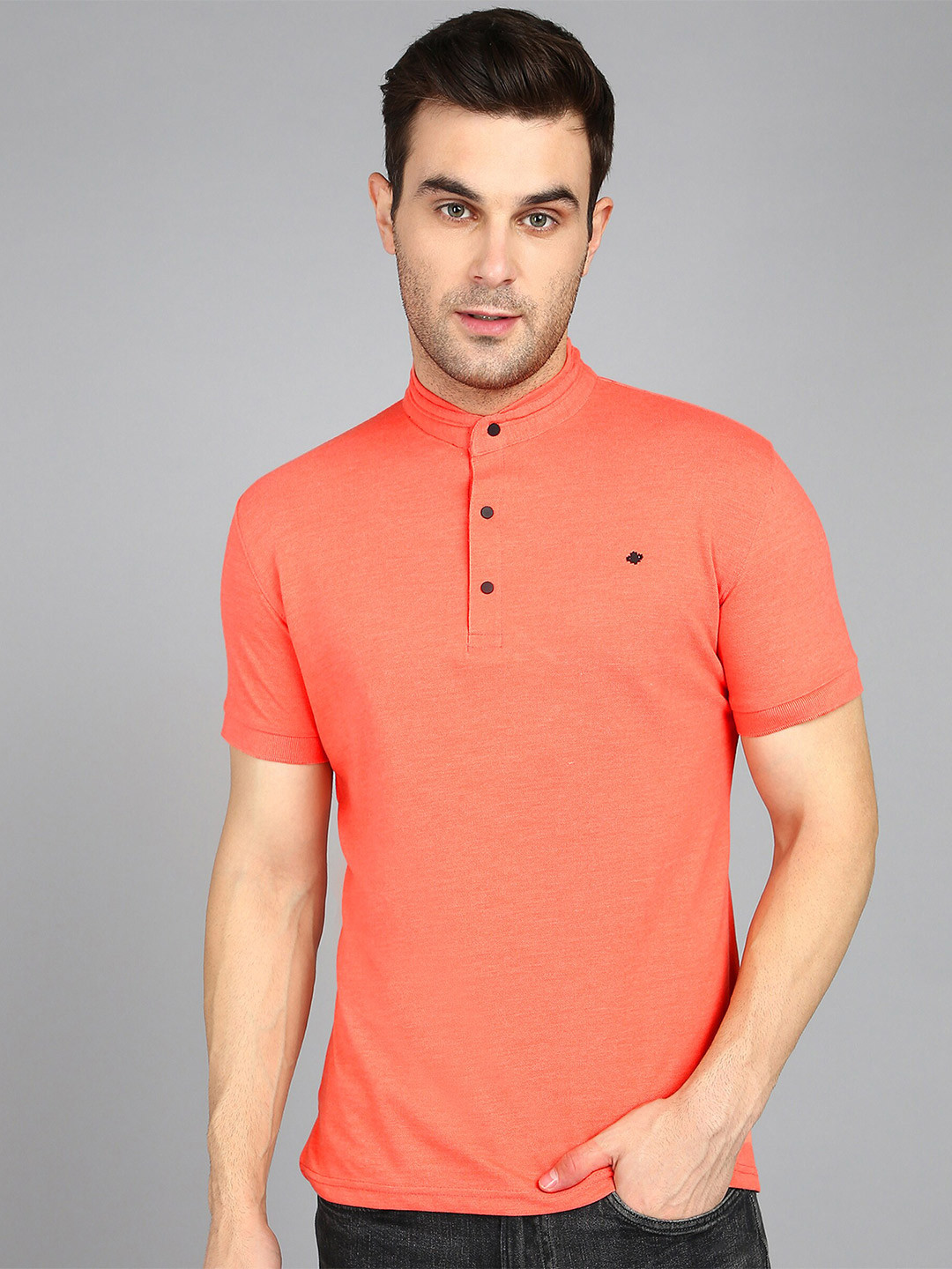 Alan Jones Slim Fit Band Collar T-shirt