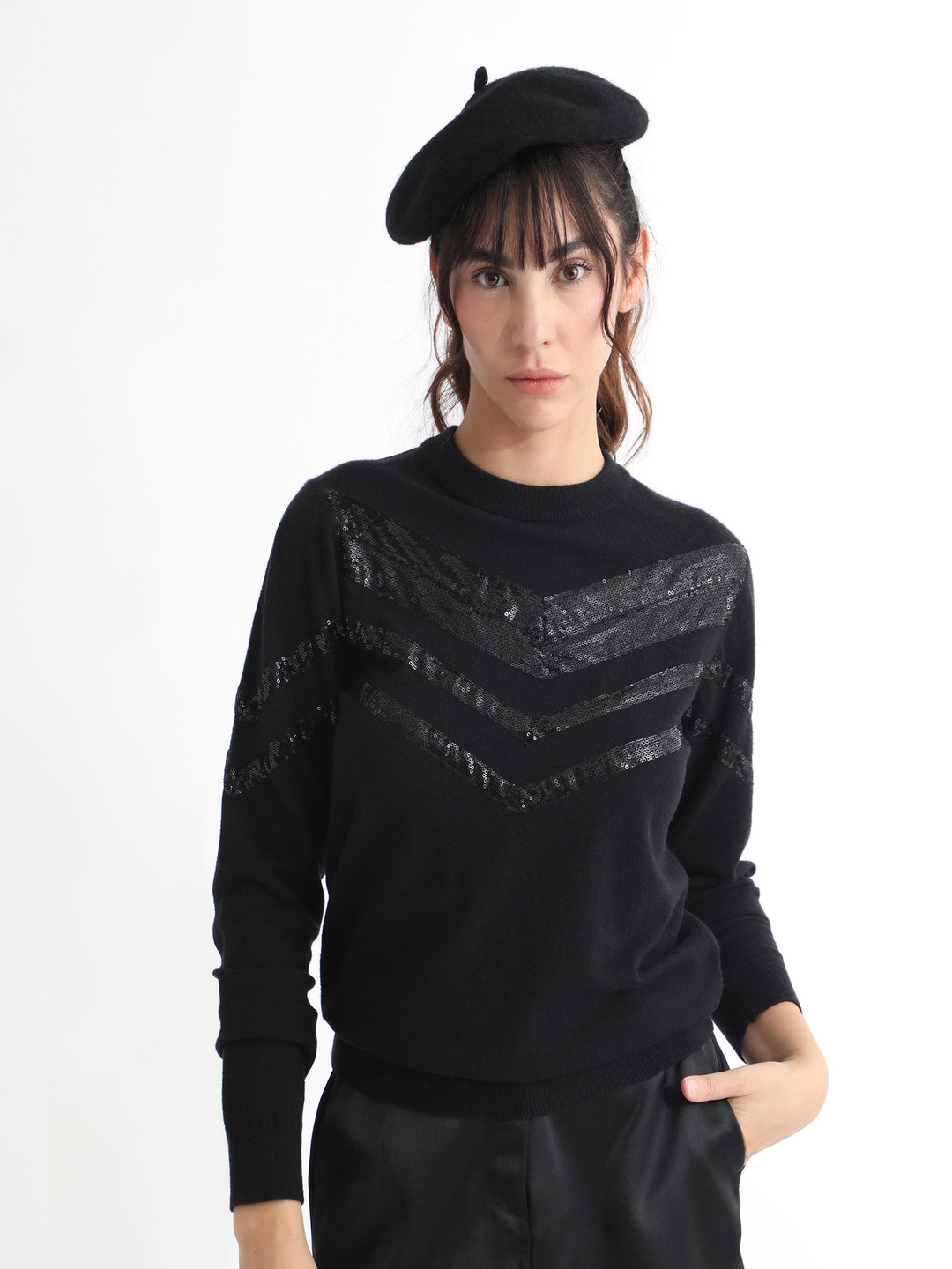 RAREISM Sequin Embellished Pullover Sweater