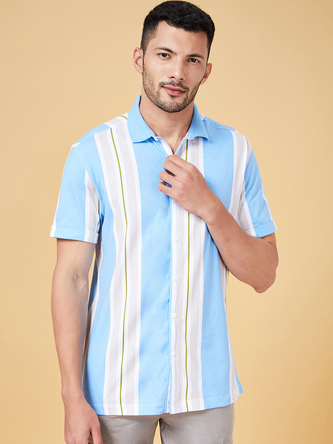 Urban Ranger by pantaloons Vertical Striped Slim Fit Cotton Shirt