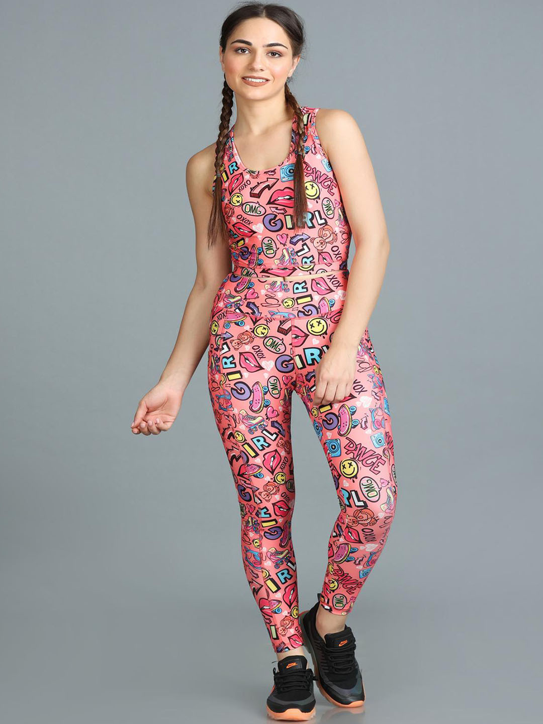 The Dance Bible Printed Activewear Padded Top & Legging Sports Co-Ords Set