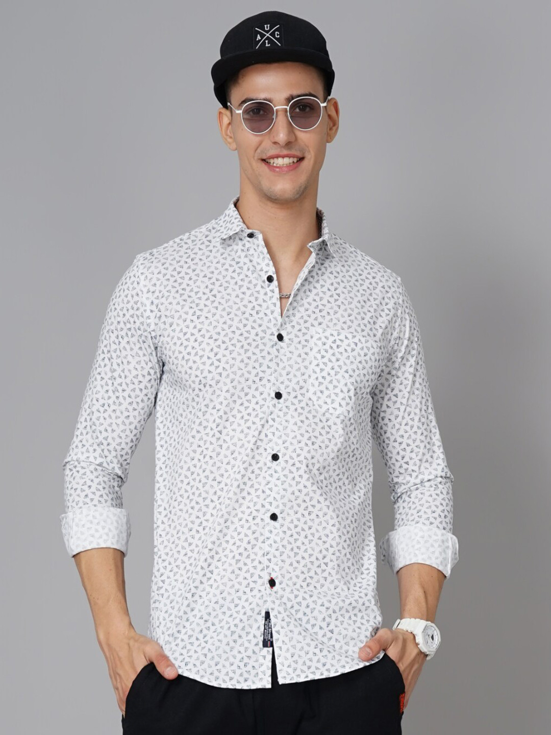 PAUL STREET Standard Slim Fit Micro Ditsy Printed Casual Shirt