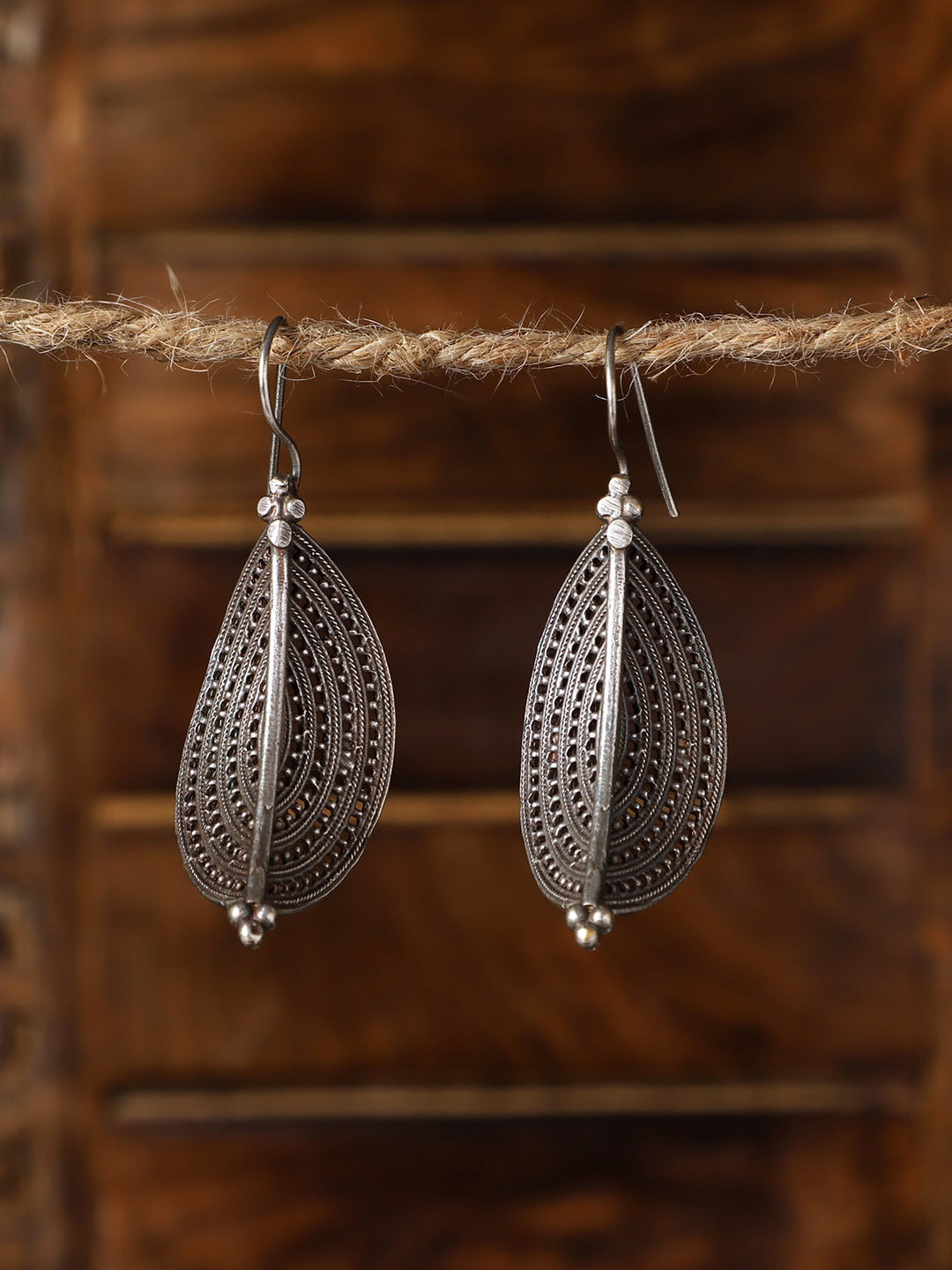 VENI Silver Plated Contemporary Drop Earrings