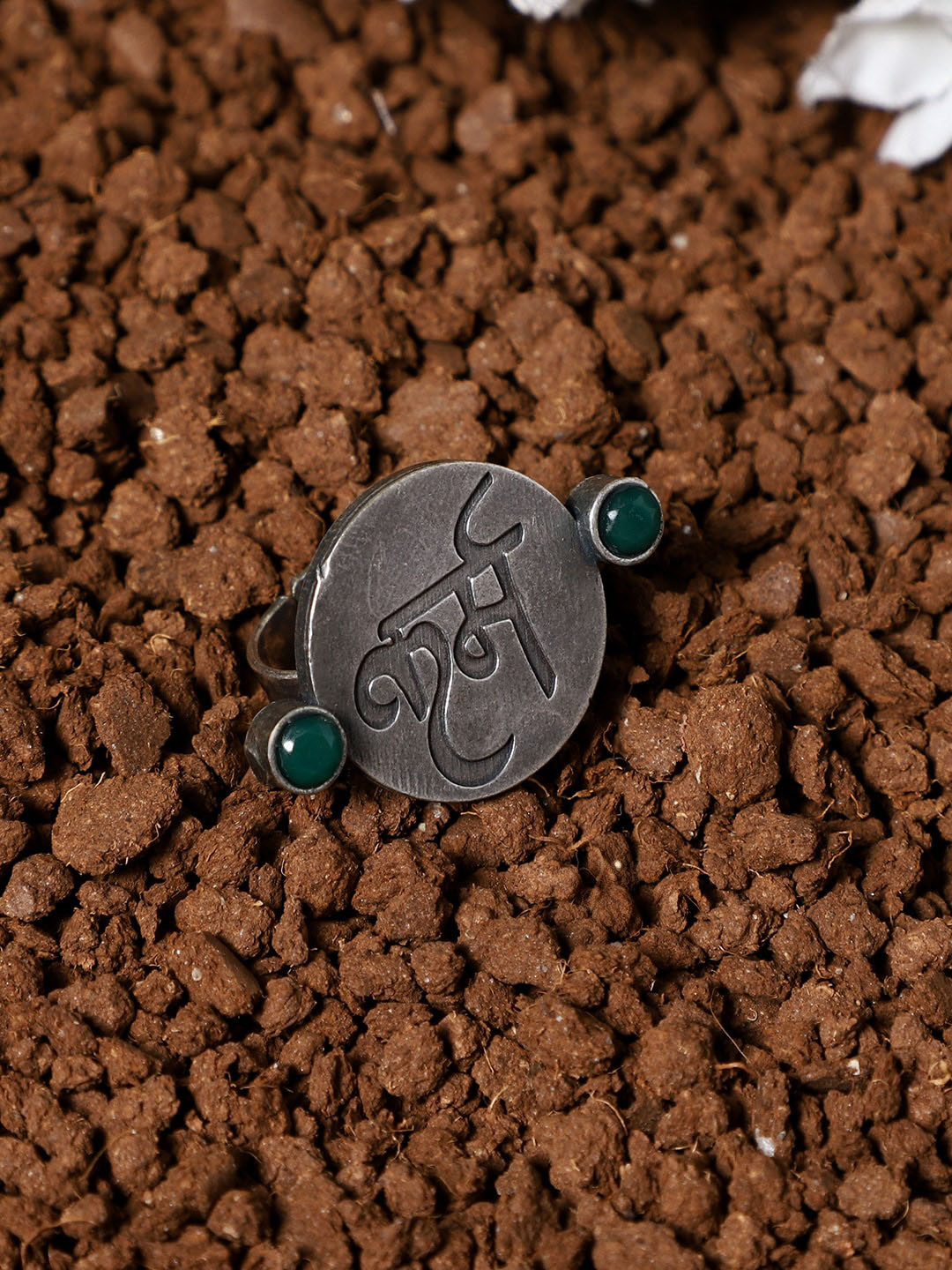 VENI Silver-Plated Karma Charm Adjustable Ring