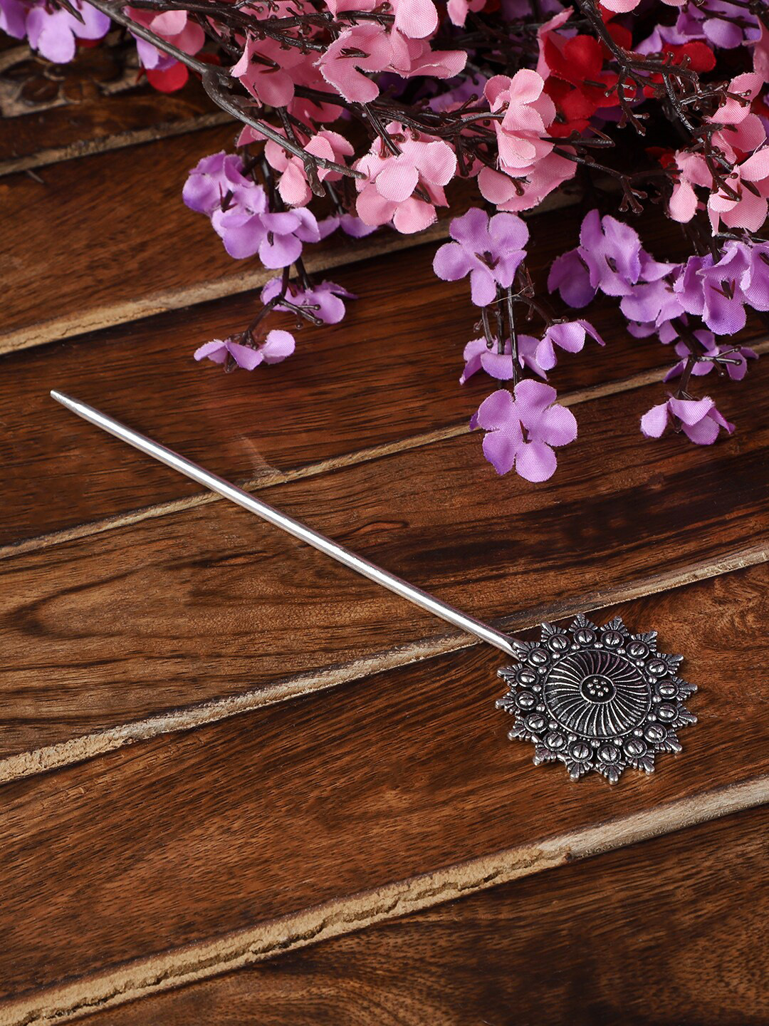 VENI Oxidized Silver Plated Textured Juda Pin