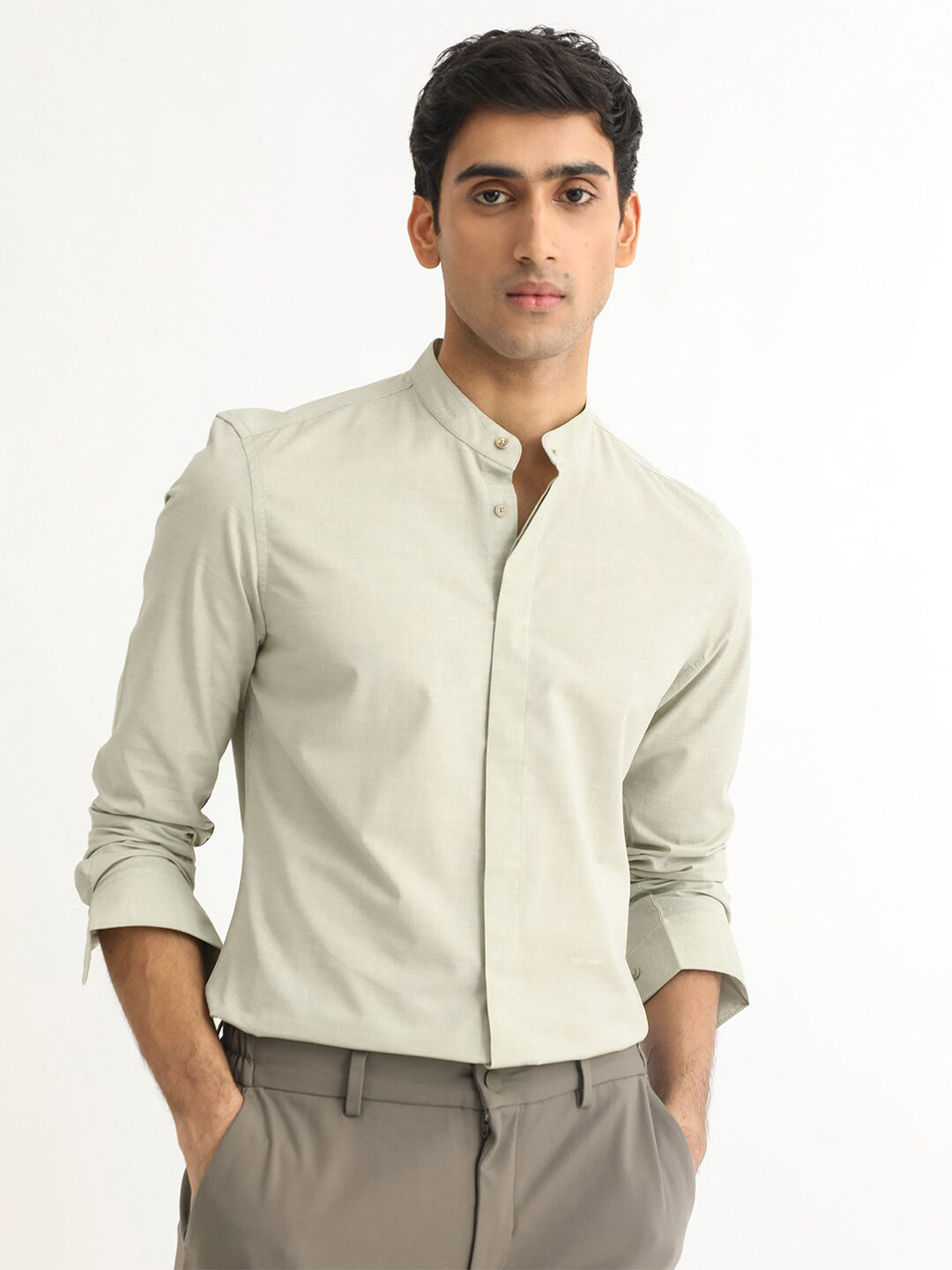 RARE RABBIT Men Cadmi Slim Fit Opaque Cotton Shirt