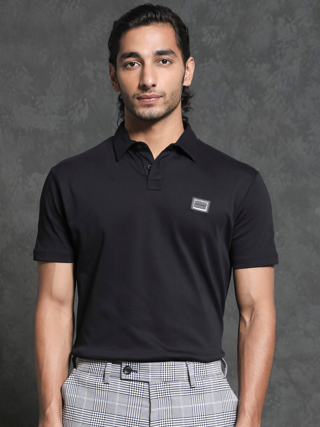 RARE RABBIT Men Badger-1 Polo Collar Slim Fit Cotton T-Shirt