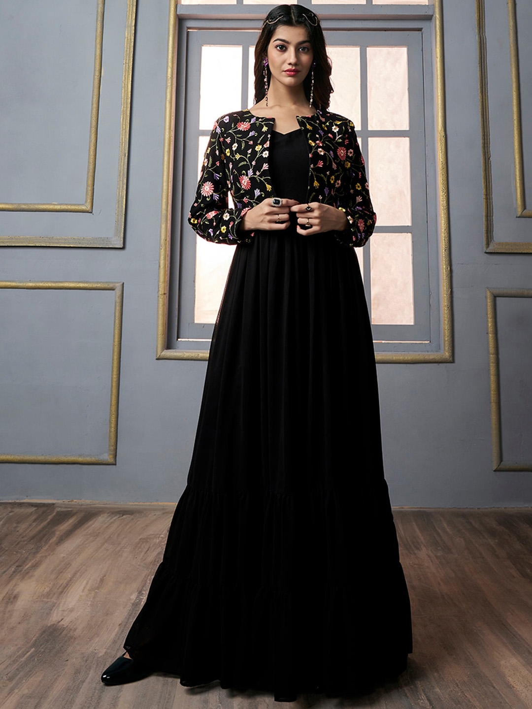 Black gown with jacket hotsell