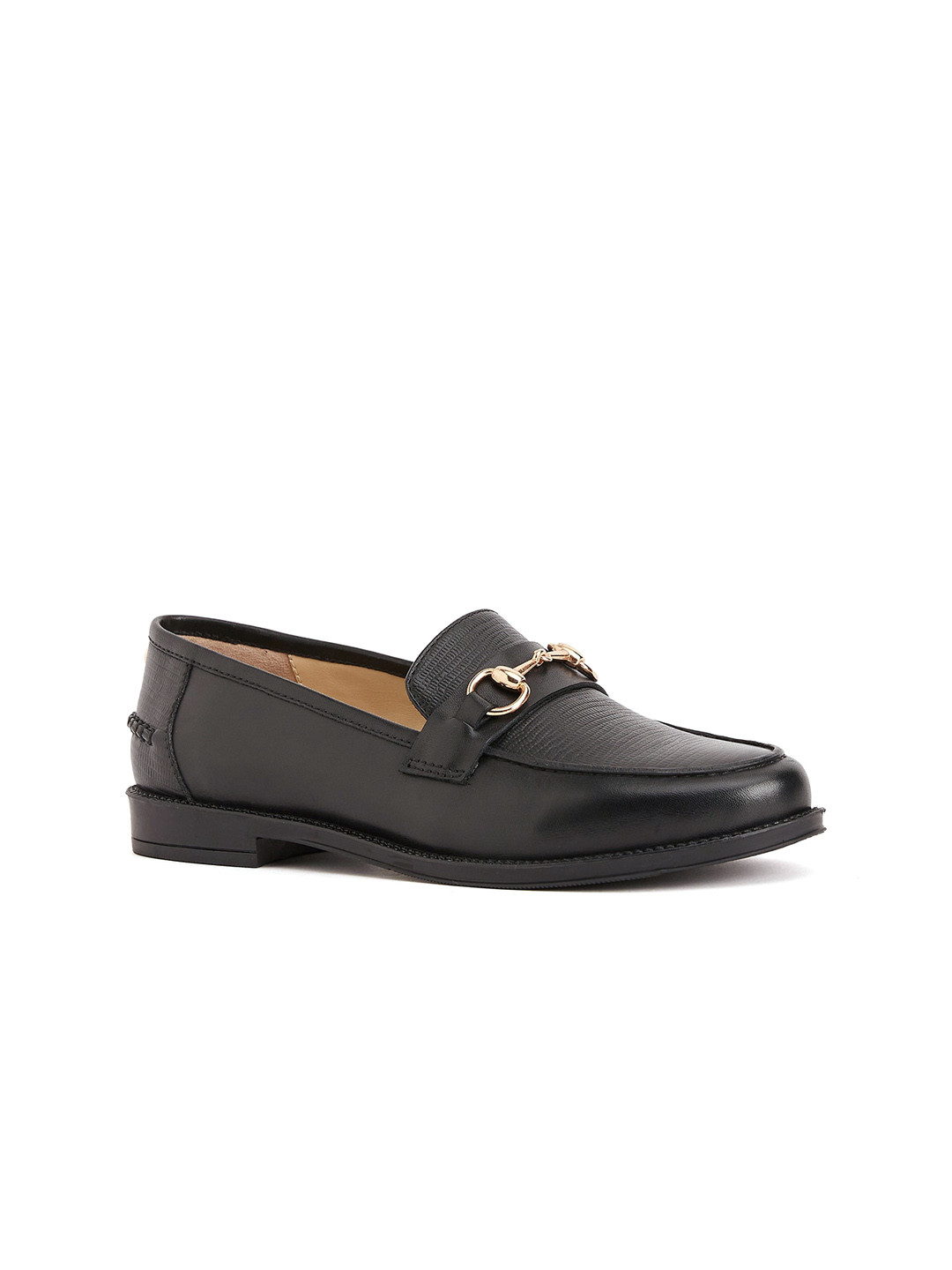 Peach Flores Women Solid Leather Loafers