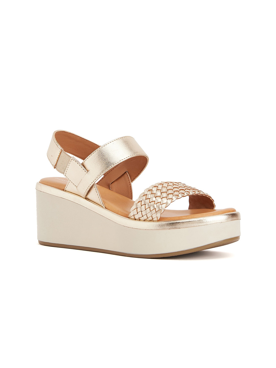 Peach Flores Textured Leather Wedge Heels