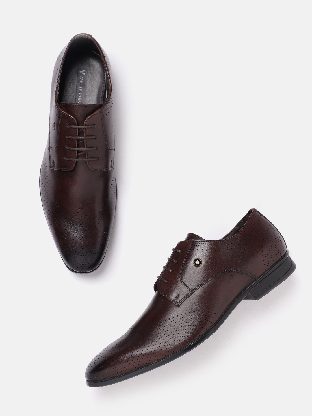Buy Van Heusen Men Leather Perforated Formal Derbys Formal