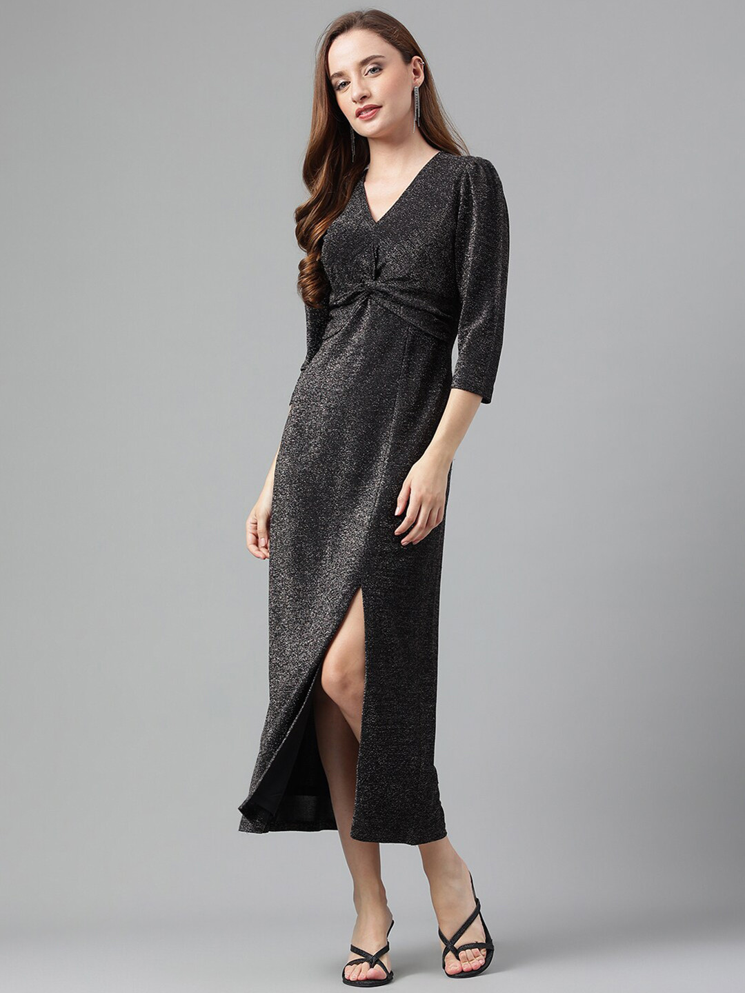Latin Quarters V-Neck Sheath Midi Dress