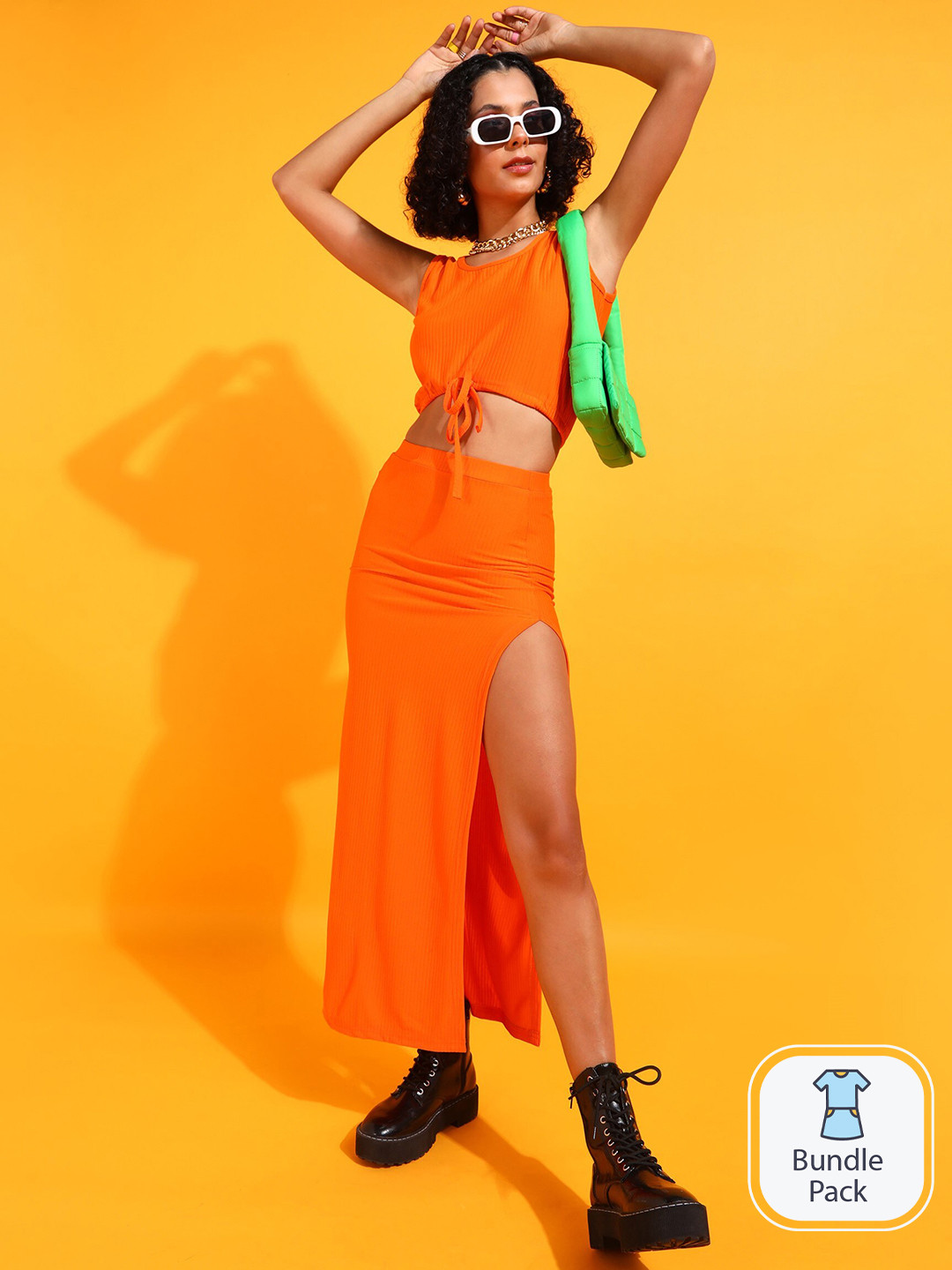 Popwings Ribbed Crop Top & Skirt Co-Ord