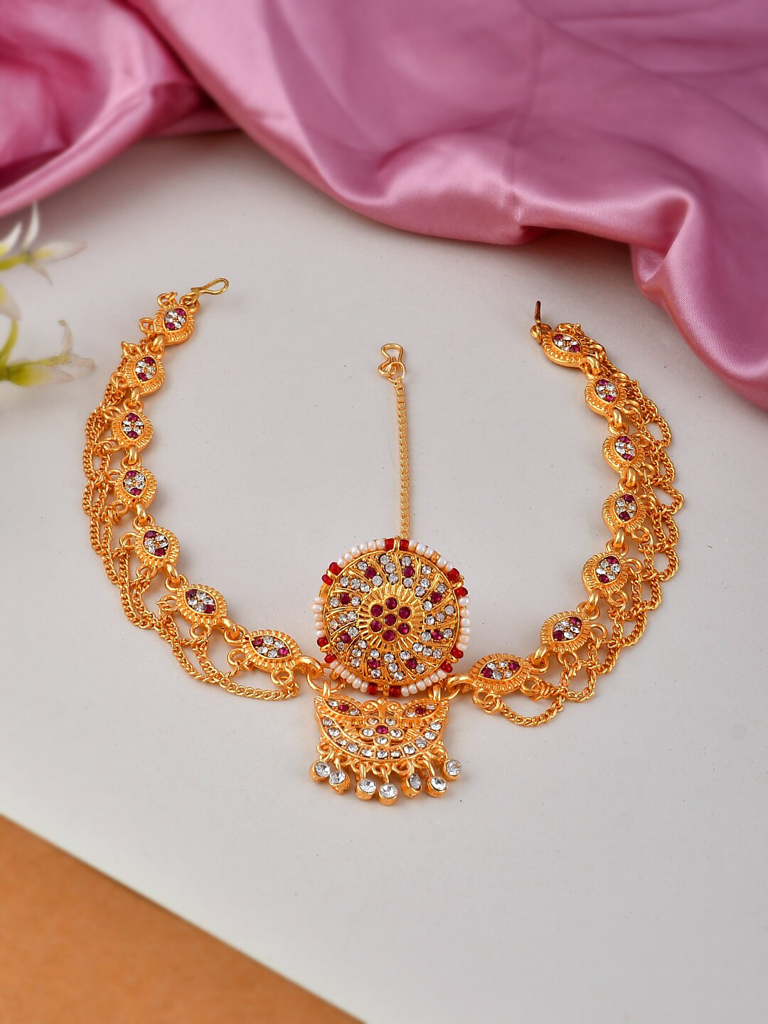 Silvermerc Designs Gold-Plated CZ-Studded Matha Patti