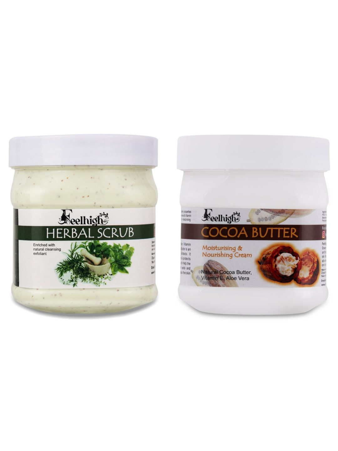FEELHIGH Set Of 2 Herbal Scrub & CocaButterCream-500ml Each