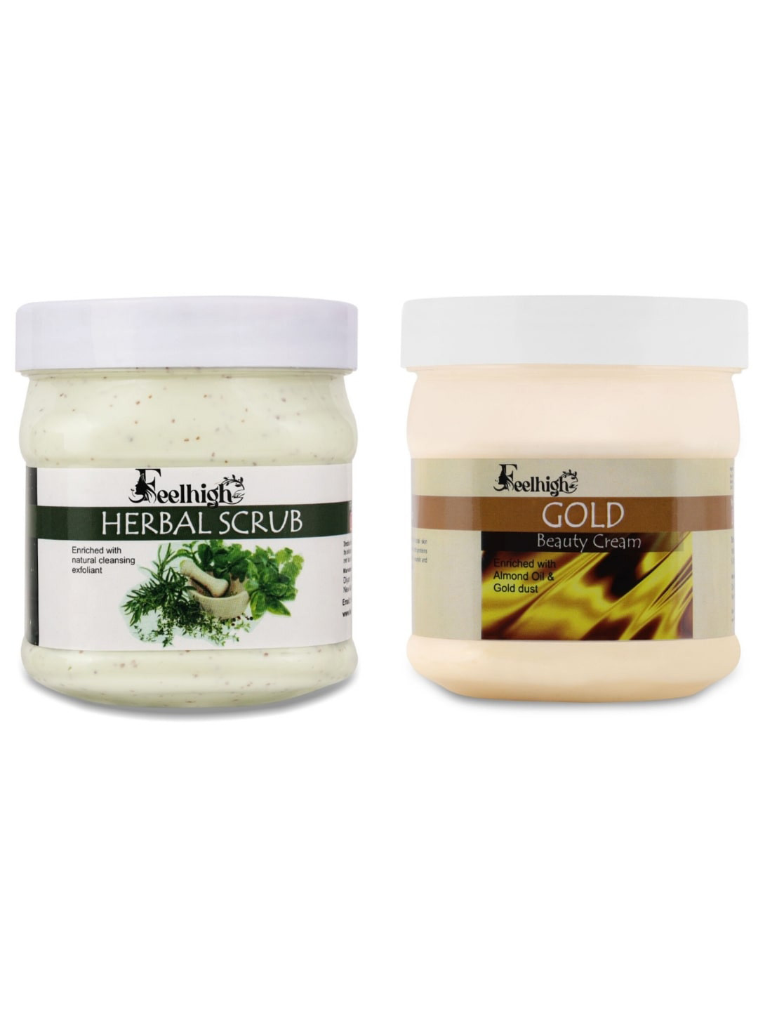 FEELHIGH Set of Herbal Scrub & Gold Beauty Cream - 500 ml Each