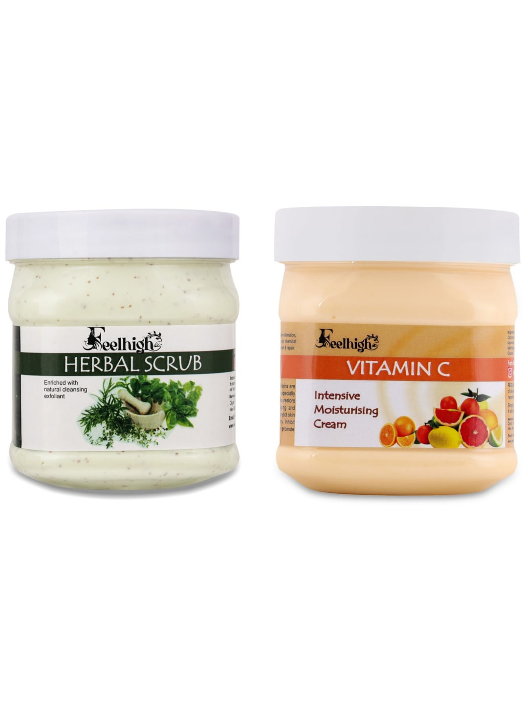 FEELHIGH Set Of 2 Herbal Scrub & Vitamin C Cream-500ml Each