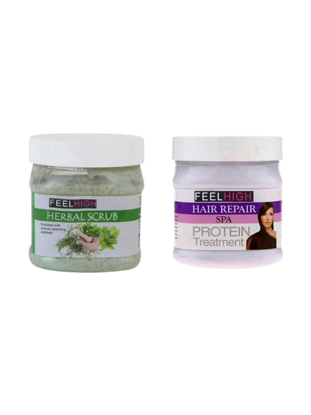 FEELHIGH Set Of Herbal Face Scrub & Hair Spa Cream Mask - 500ml Each