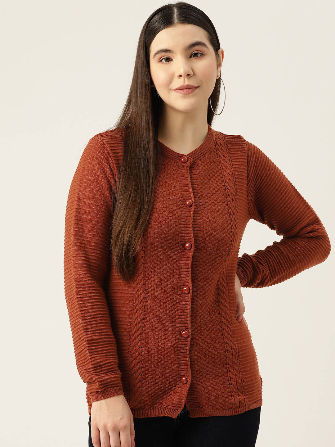 American Eye Women Cable Knit Acrylic Cardigan
