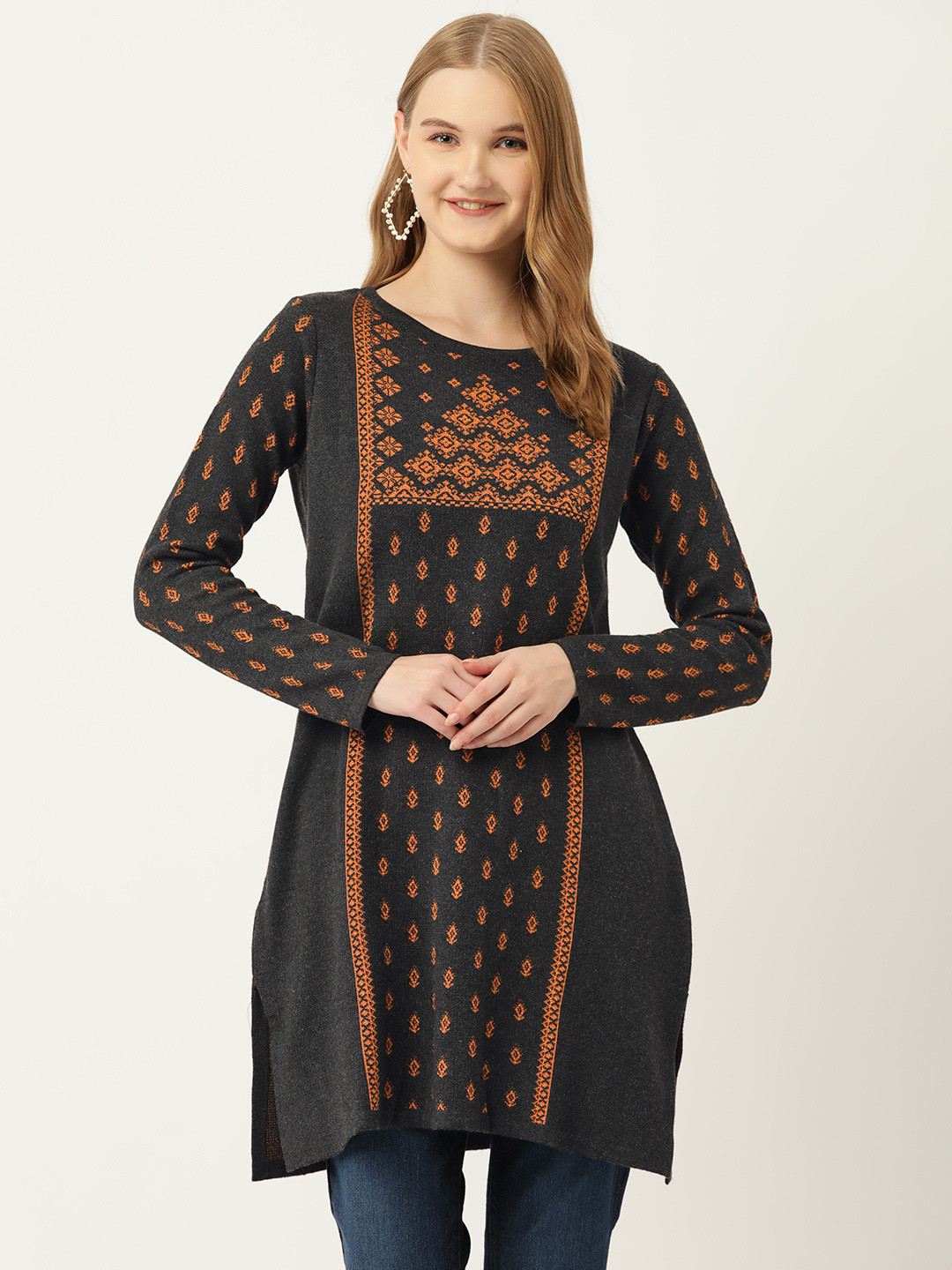 American Eye Ethnic Motifs Acrylic Winter Kurta