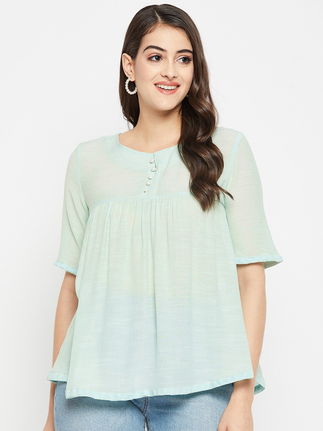 STYLE BLUSH Round Neck Empire Top