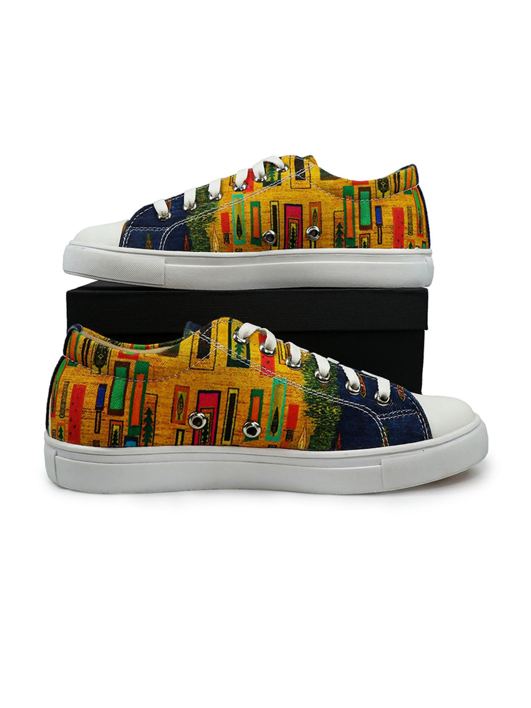 KobSook Men Printed Low Ankle Canvas Sneakers