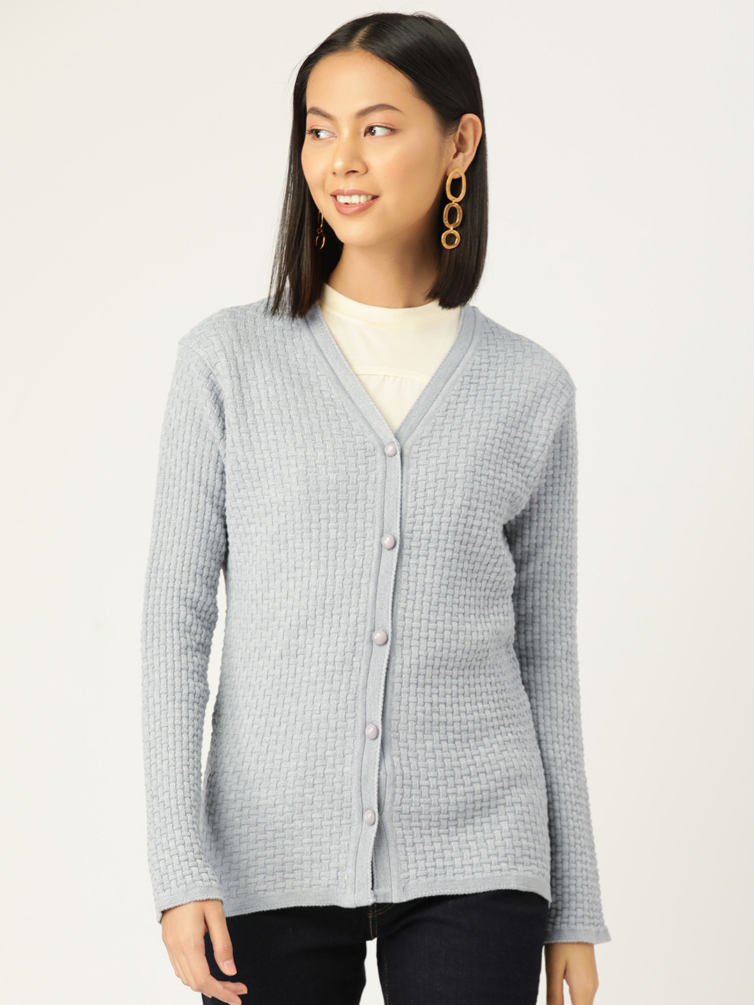 American Eye Acrylic Basket Weave Design Cardigan