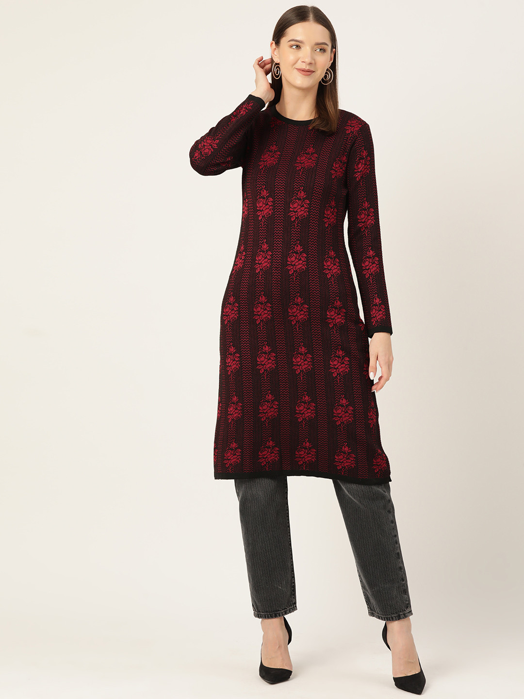 American Eye Floral Acrylic Winter Kurta