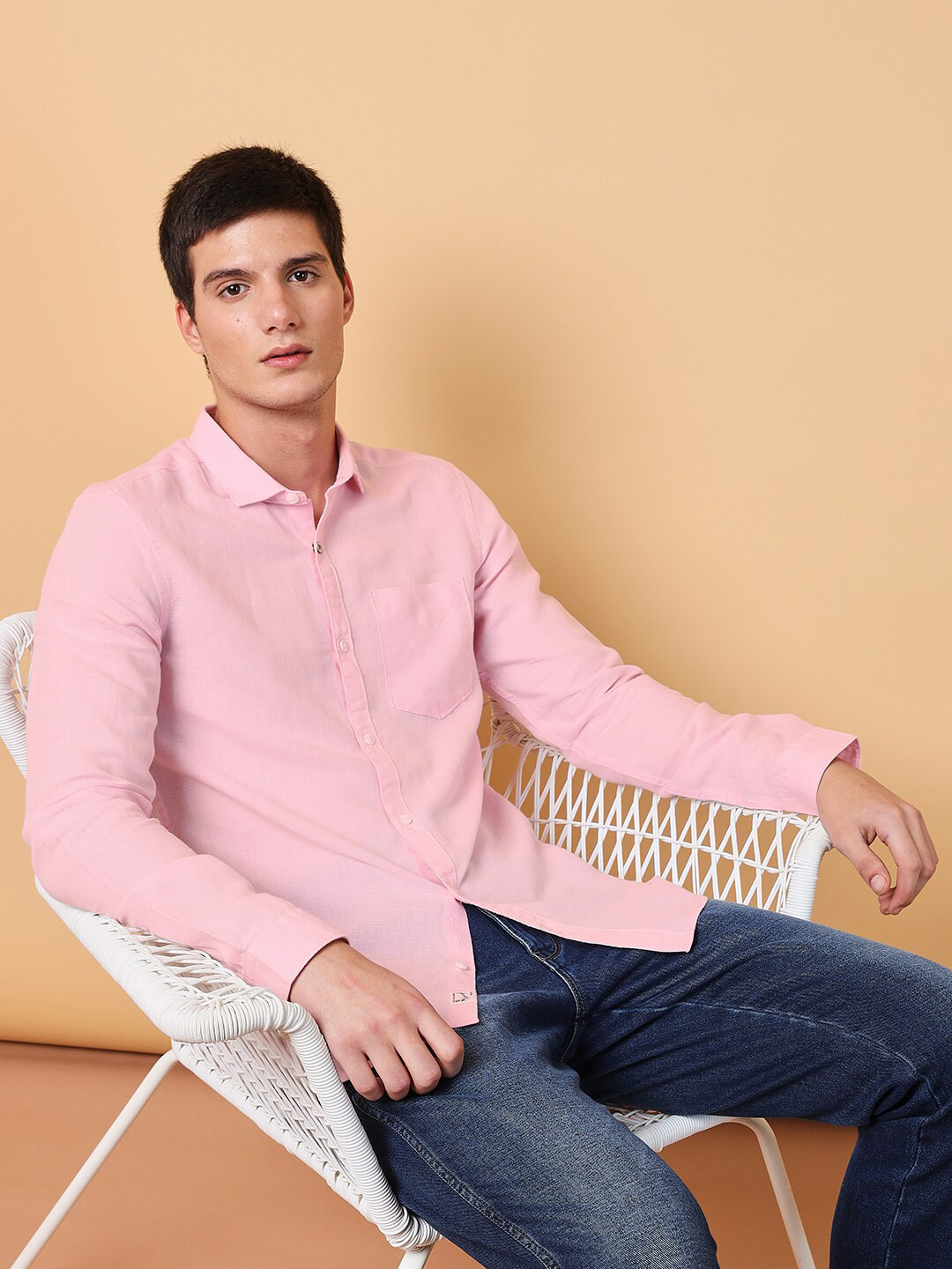 Wrangler Classic Spread Collar Regular Fit Linen Casual Shirt