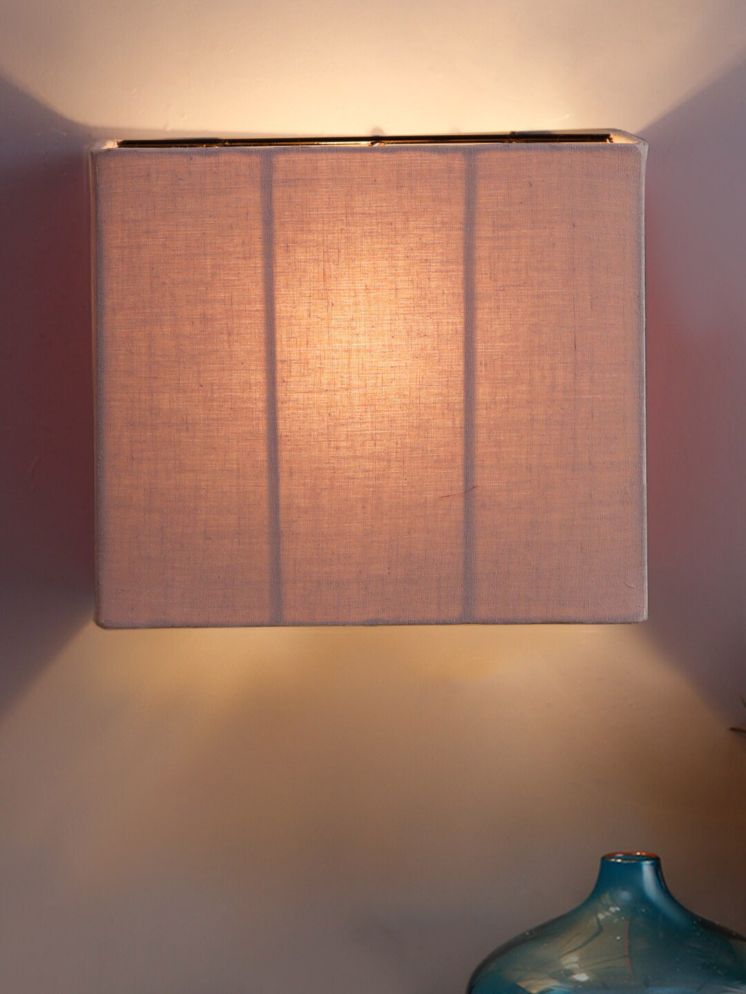Devansh Grey Iron & Cotton Half  Square Wall Lamp